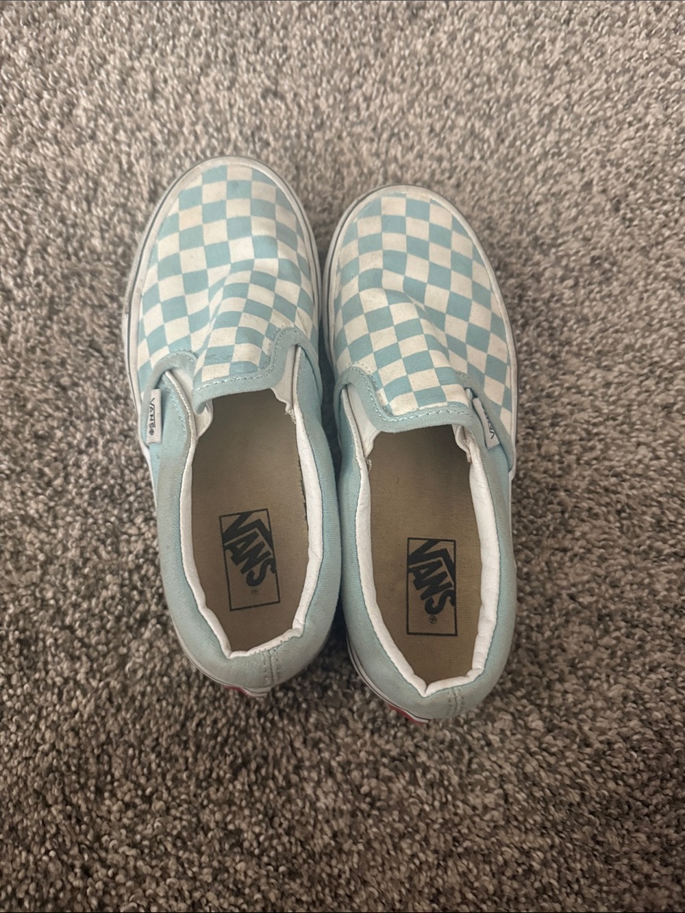Vans Kids Slip-On Checkerboard Sneakers - Light Blue & White